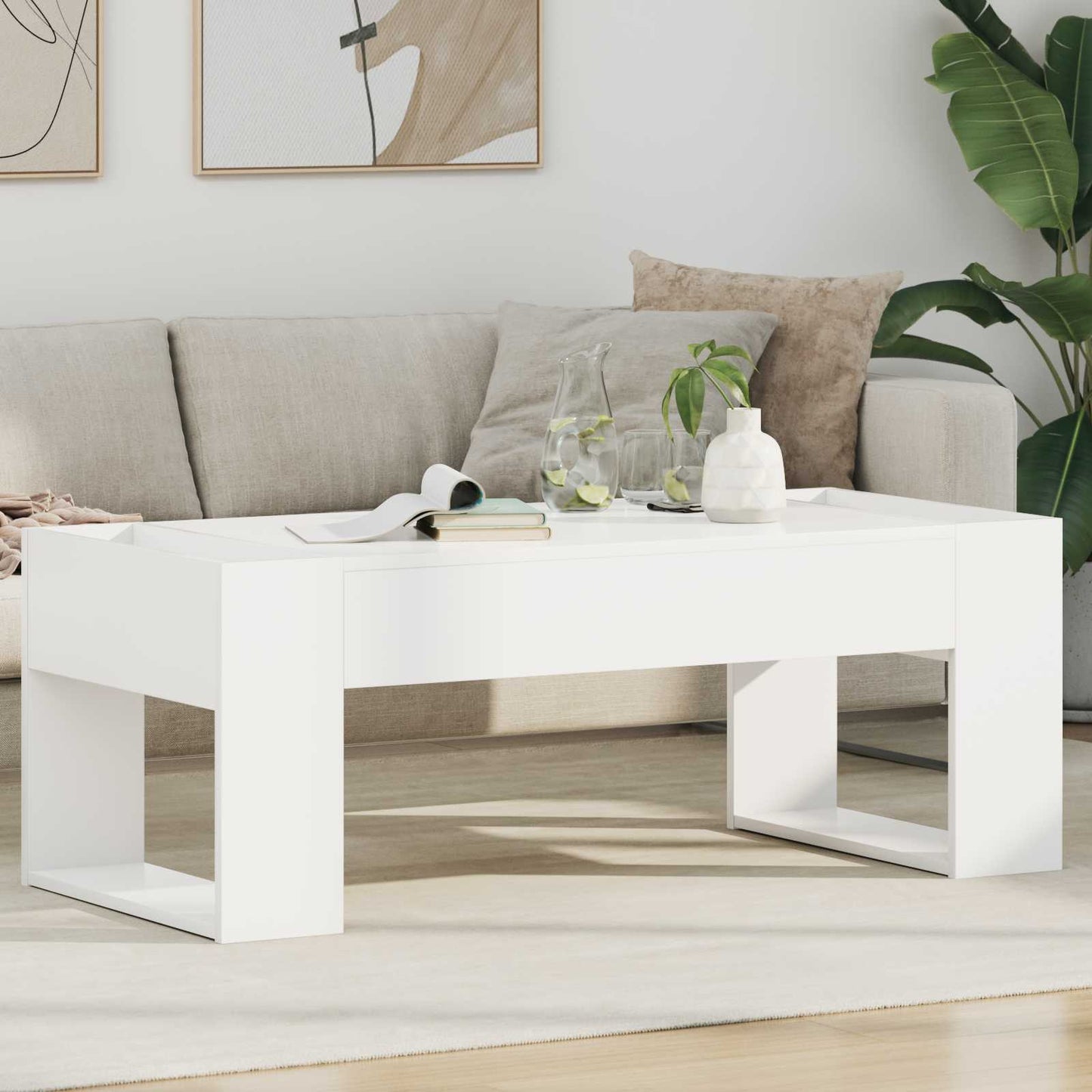 Tavolino da salotto Bianco 110 x 50 x 41 cm Legno multistrato | homemem39