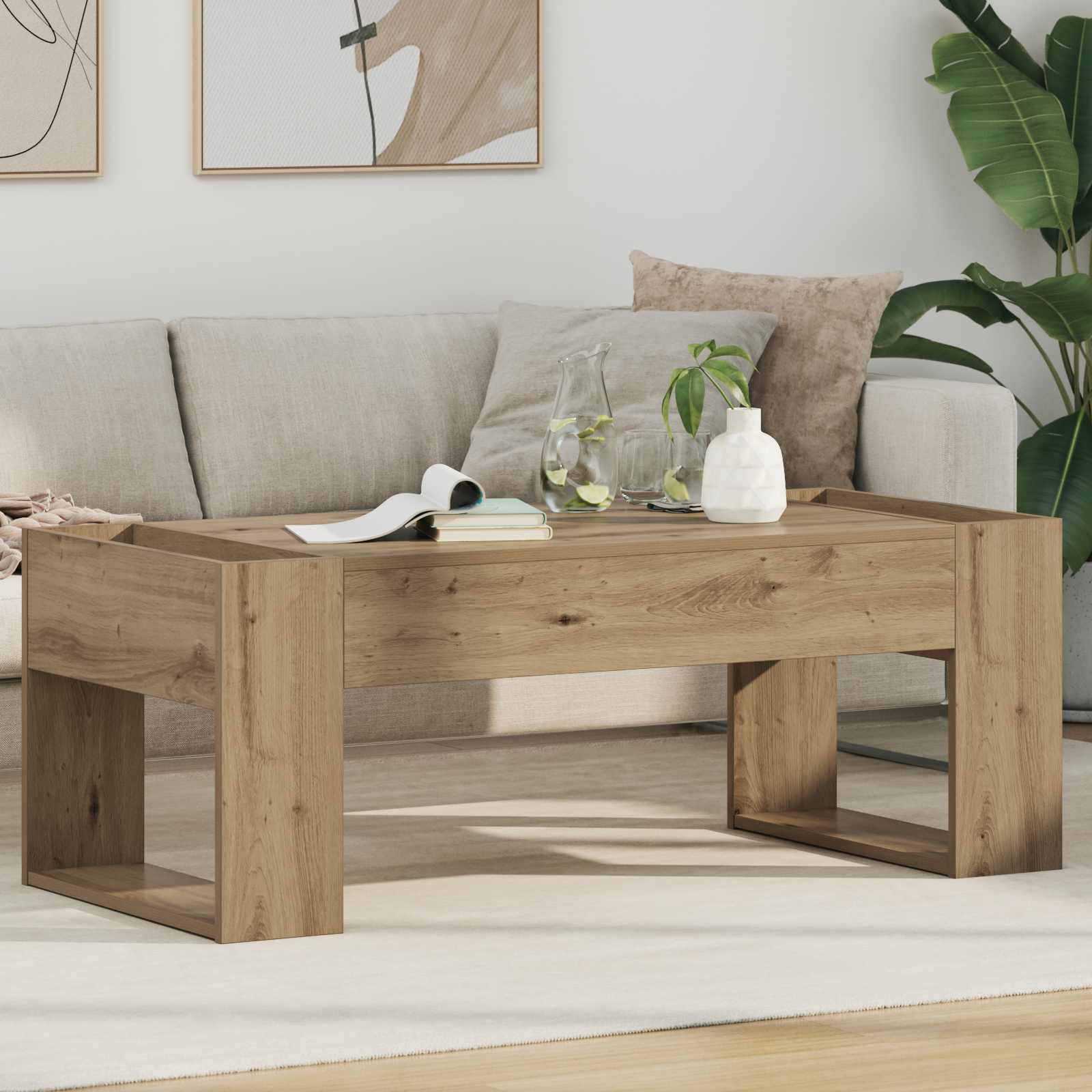Tavolino da salotto Rovere artigianale 110 x 50 x 41 cm | homemem39