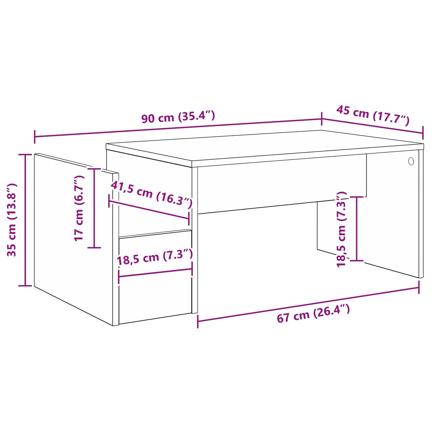 Tavolino da salotto Rovere Nero 90 x 45 x 35 cm | homemem39