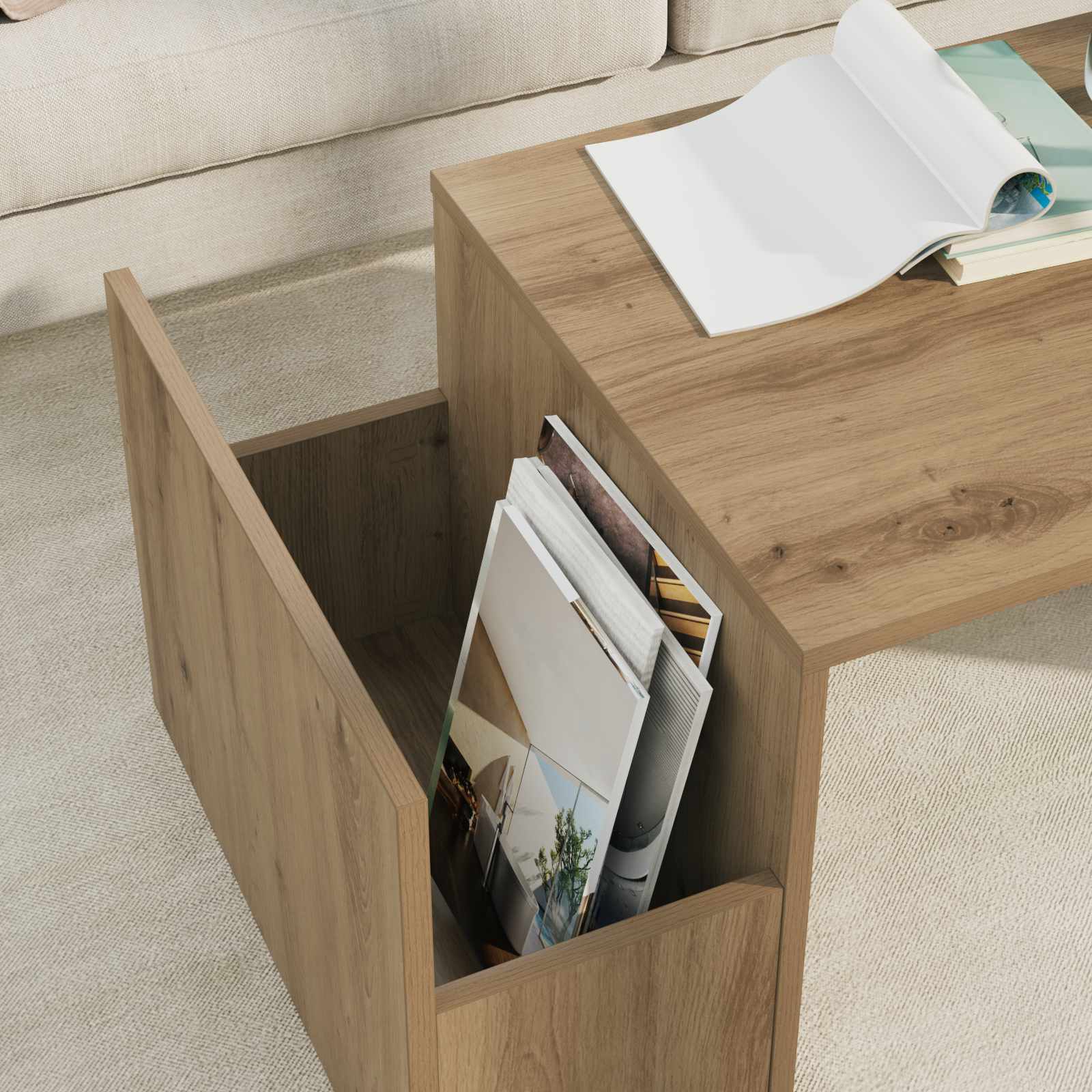 Tavolino da salotto Rovere artigianale 90 x 45 x 35 cm | homemem39