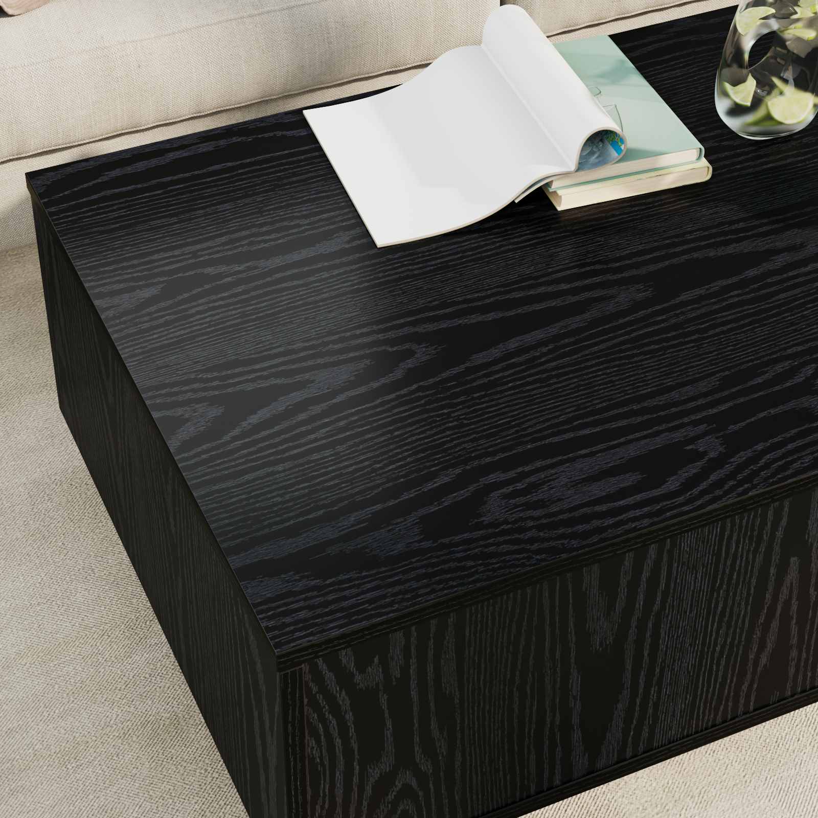 Tavolino da salotto con cassetto Rovere Nero 95 x 55 x 31 cm | homemem39