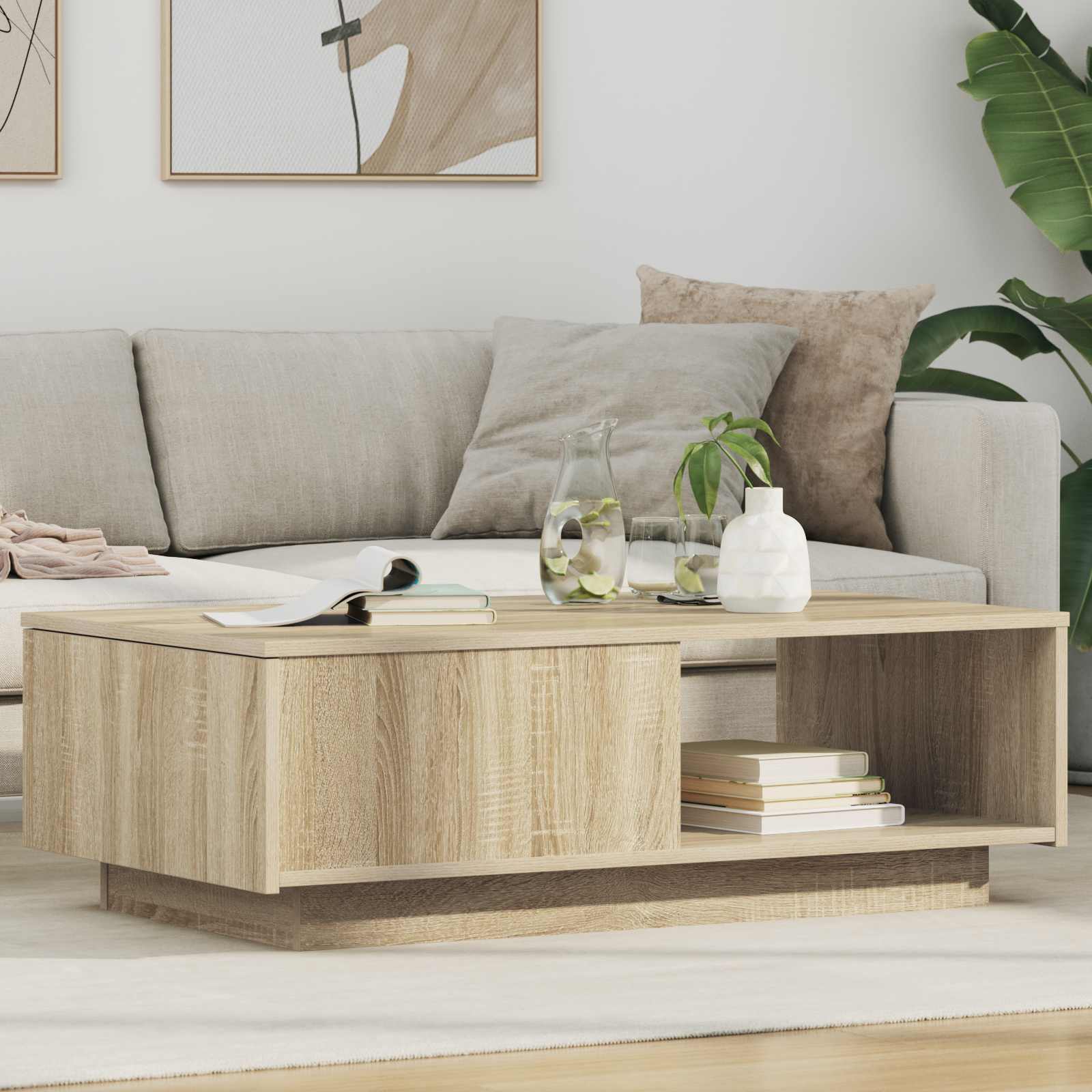 Tavolino da salotto con cassetto Rovere Sonoma 95 x 55 x 31 cm | homemem39