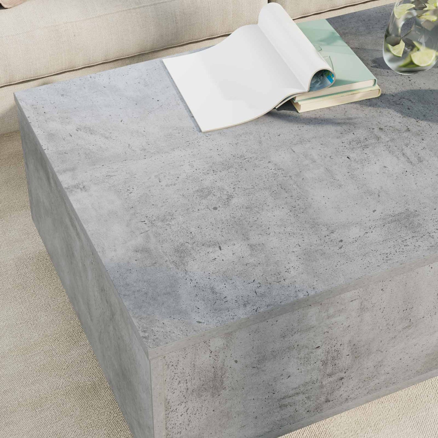 Tavolino da salotto con cassetto Grigio cemento 95 x 55 x 31 cm | homemem39