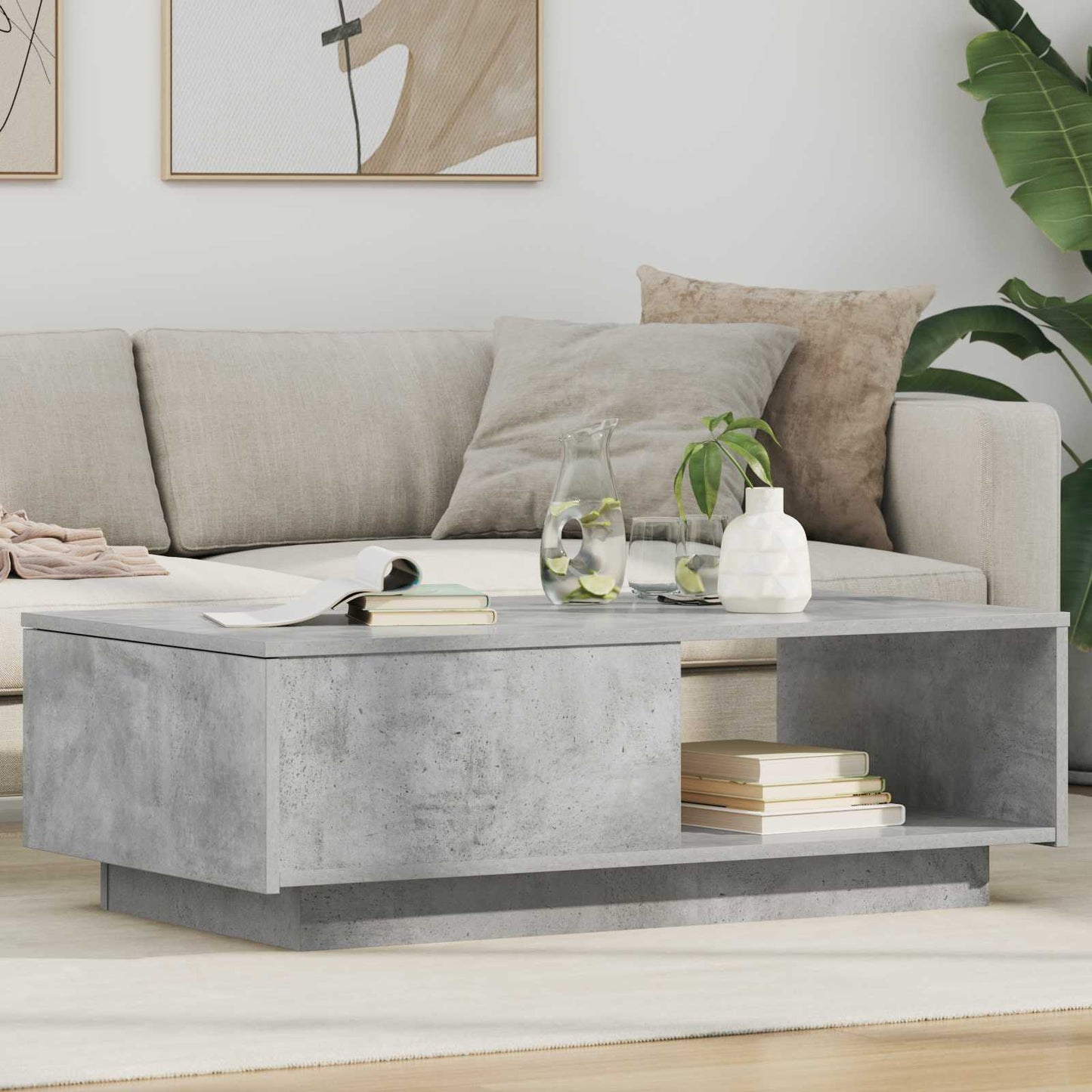 Tavolino da salotto con cassetto Grigio cemento 95 x 55 x 31 cm | homemem39