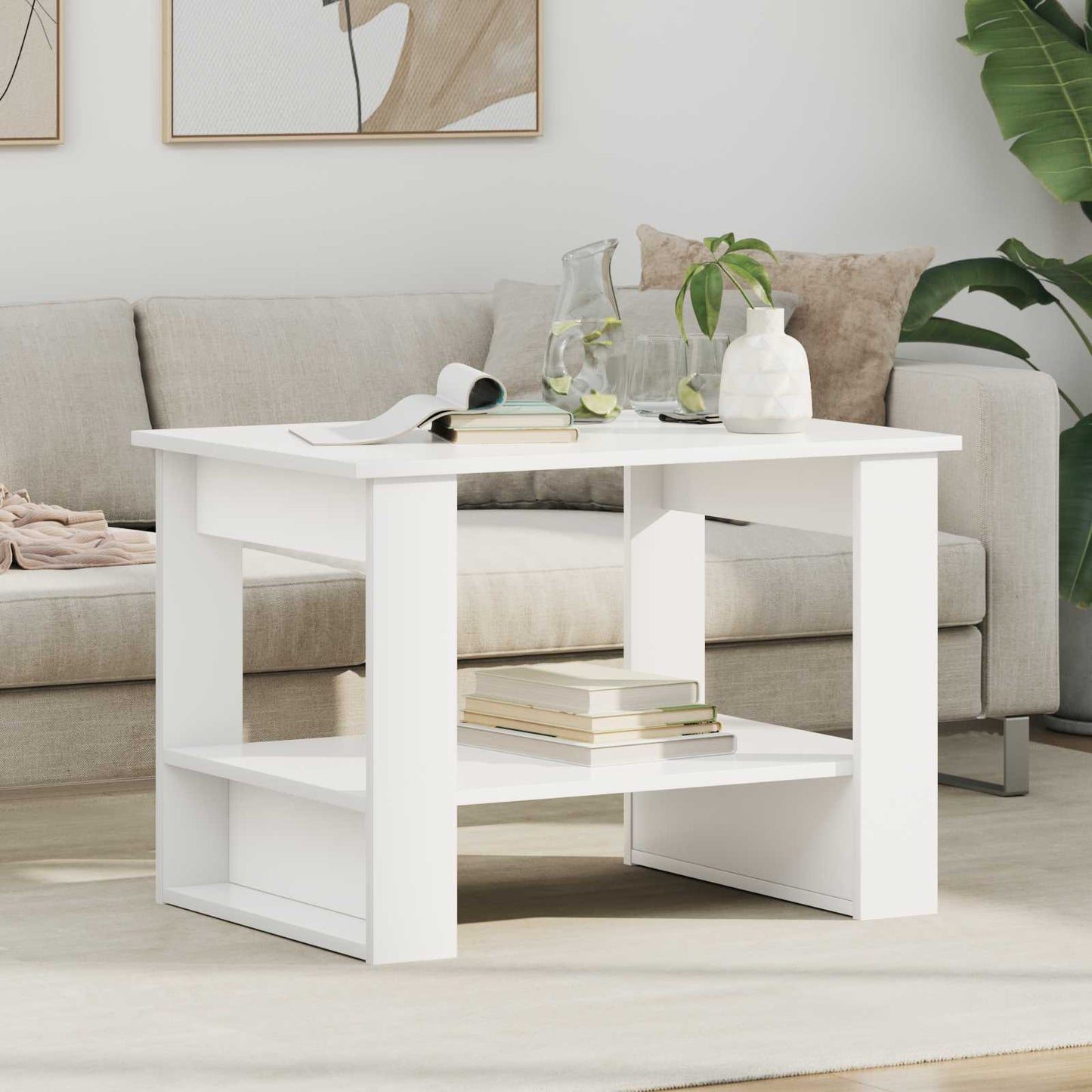 Tavolino da salotto Bianco 72 x 50 x 50 cm Legno multistrato