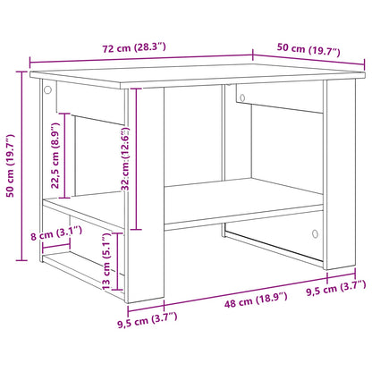 Tavolino da salotto Rovere Nero 72 x 50 x 50 cm