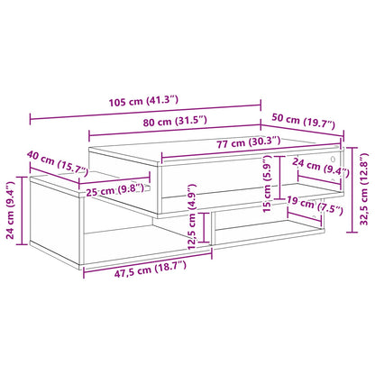 Tavolino da salotto Bianco 105 x 50 x 32,5 cm Legno multistrato | homemem39