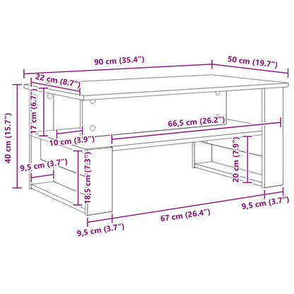 Tavolino da salotto Rovere artigianale 90 x 50 x 40 cm | homemem39