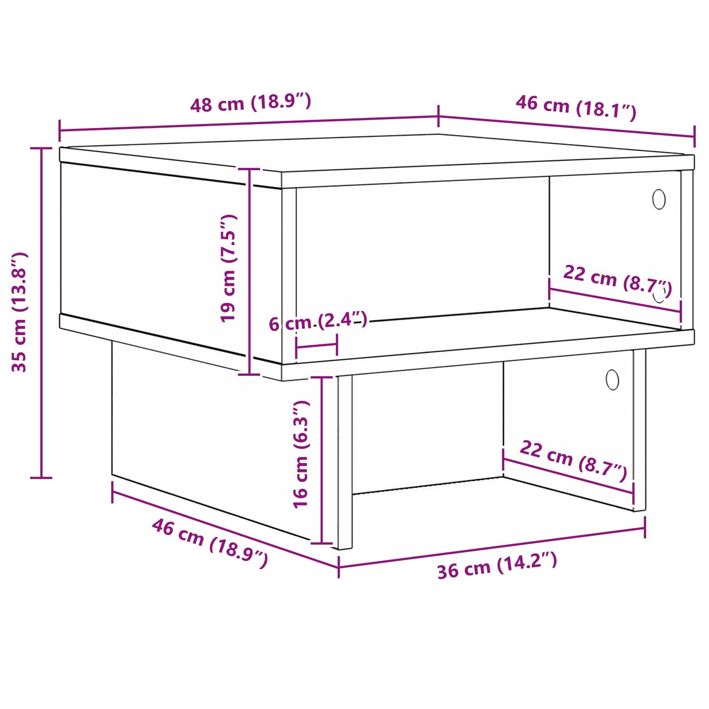 Tavolino da salotto Grigio cemento 48 x 46 x 35 cm | homemem39