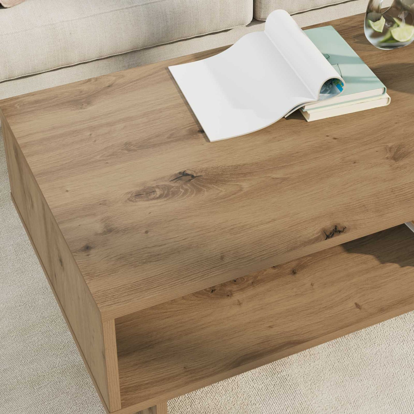 Tavolino da salotto Rovere artigianale 100 x 46 x 35 cm