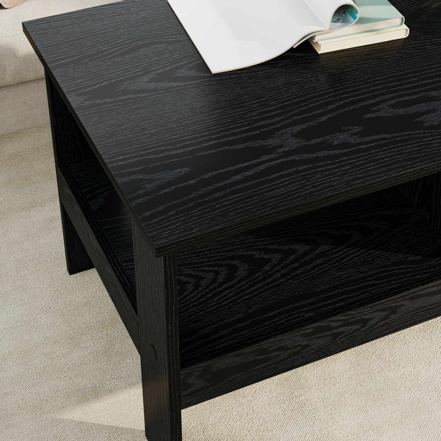 Tavolino da salotto Rovere Nero 90 x 50 x 45 cm