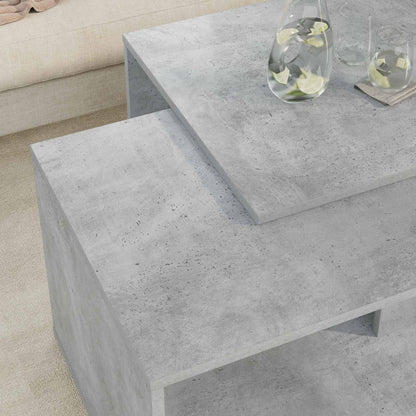 Set di Tavolini da Caffè 2 pcs Grigio cemento Legno multistrato | homemem39