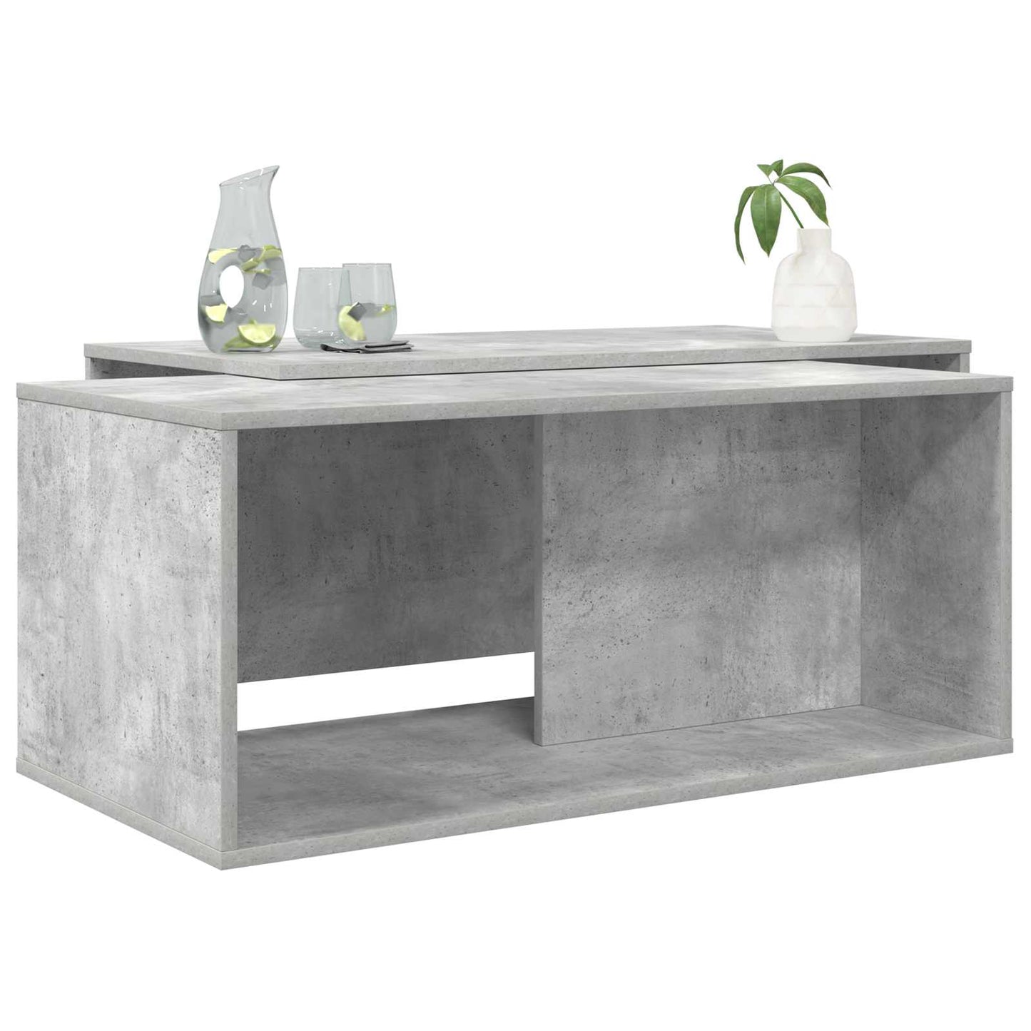 Set di Tavolini da Caffè 2 pcs Grigio cemento Legno multistrato | homemem39