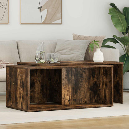 Set di Tavolini da Caffè 2 pcs Rovere fumé Legno multistrato | homemem39