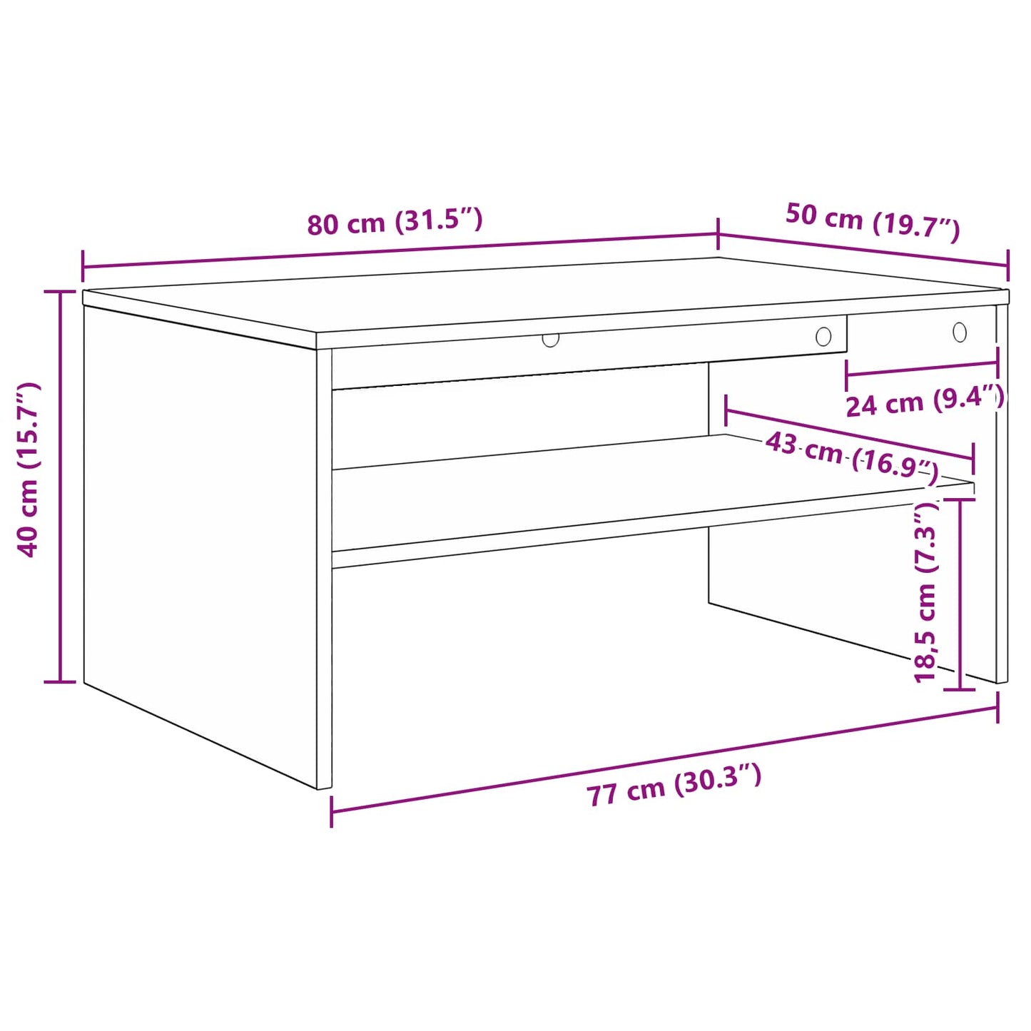 Tavolino da salotto Bianco 80 x 50 x 40 cm Legno multistrato | homemem39