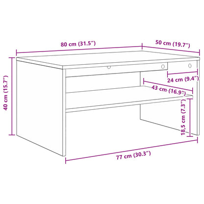 Tavolino da salotto Rovere artigianale 80 x 50 x 40 cm