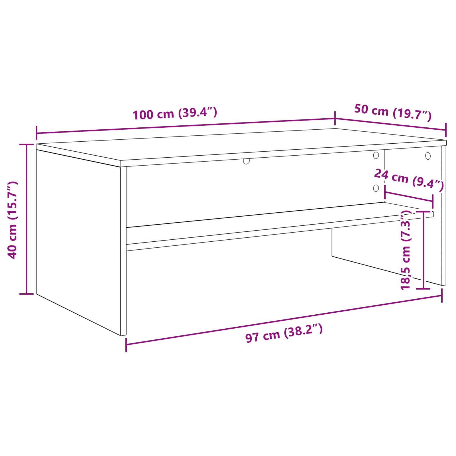 Tavolino da salotto Legno vecchio 100 x 50 x 40 cm | homemem39