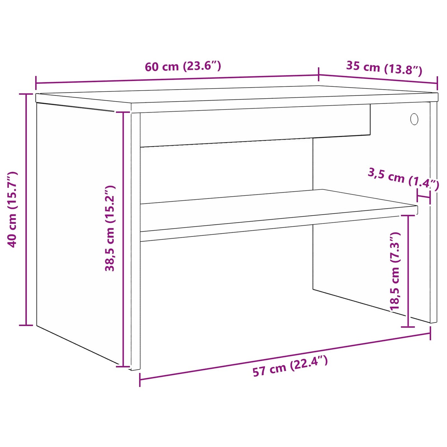 Mobile TV Rovere artigianale 60 x 35 x 40 cm Legno multistrato