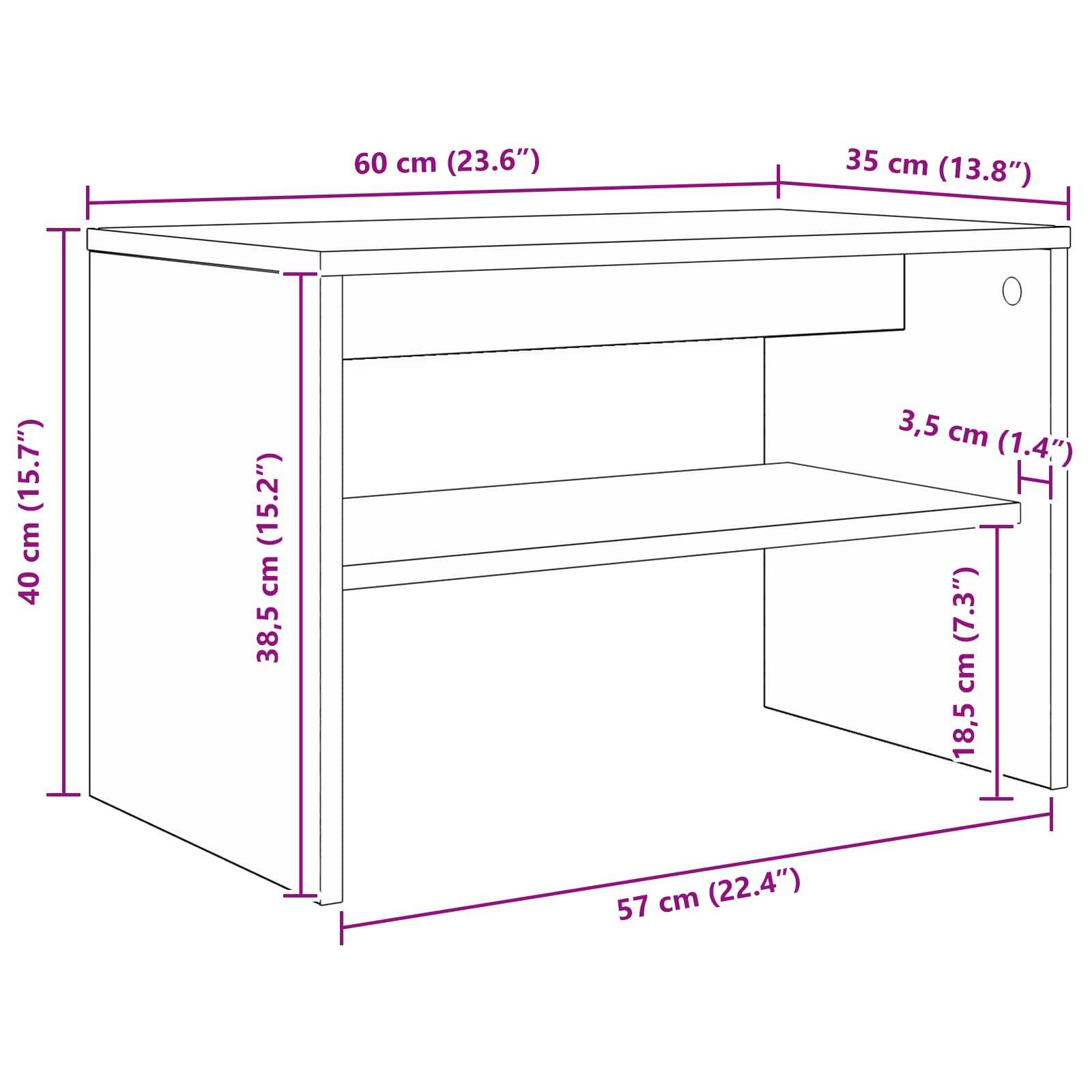 Mobile TV Rovere artigianale 60 x 35 x 40 cm Legno multistrato | homemem39