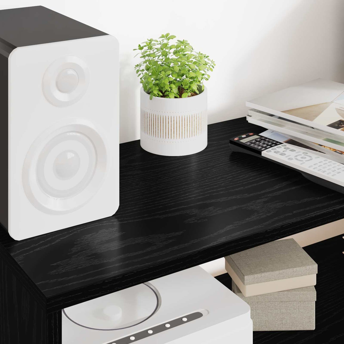 Mobile TV Rovere Nero 80 x 30 x 40 cm Legno multistrato