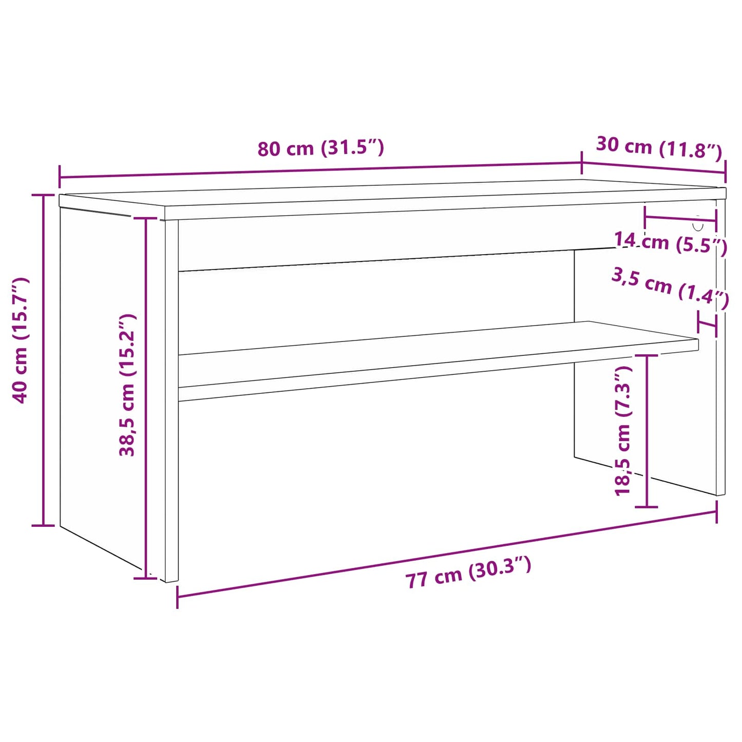 Mobile TV Rovere Sonoma 80 x 30 x 40 cm Legno multistrato - homemem39