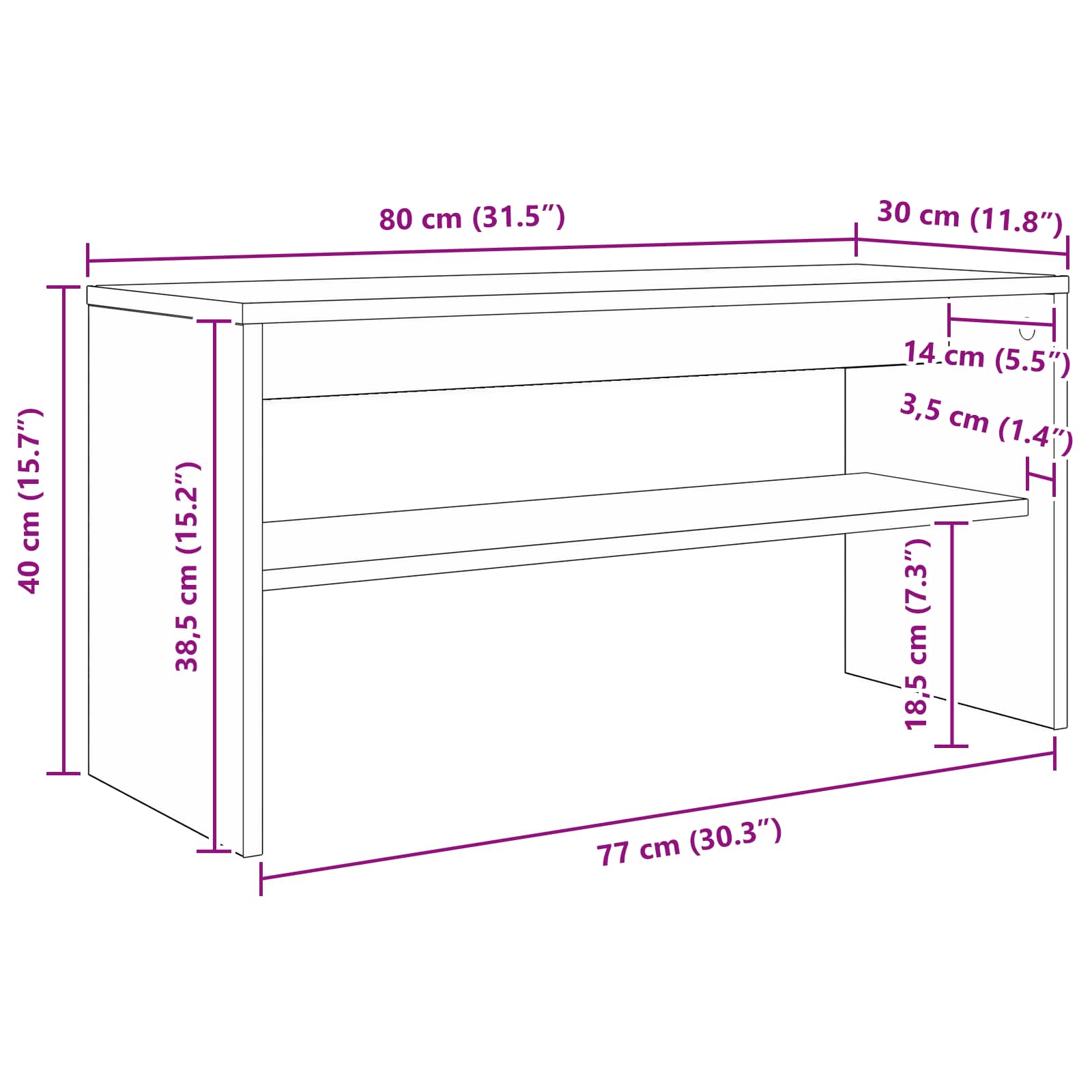 Mobile TV Rovere Sonoma 80 x 30 x 40 cm Legno multistrato - homemem39