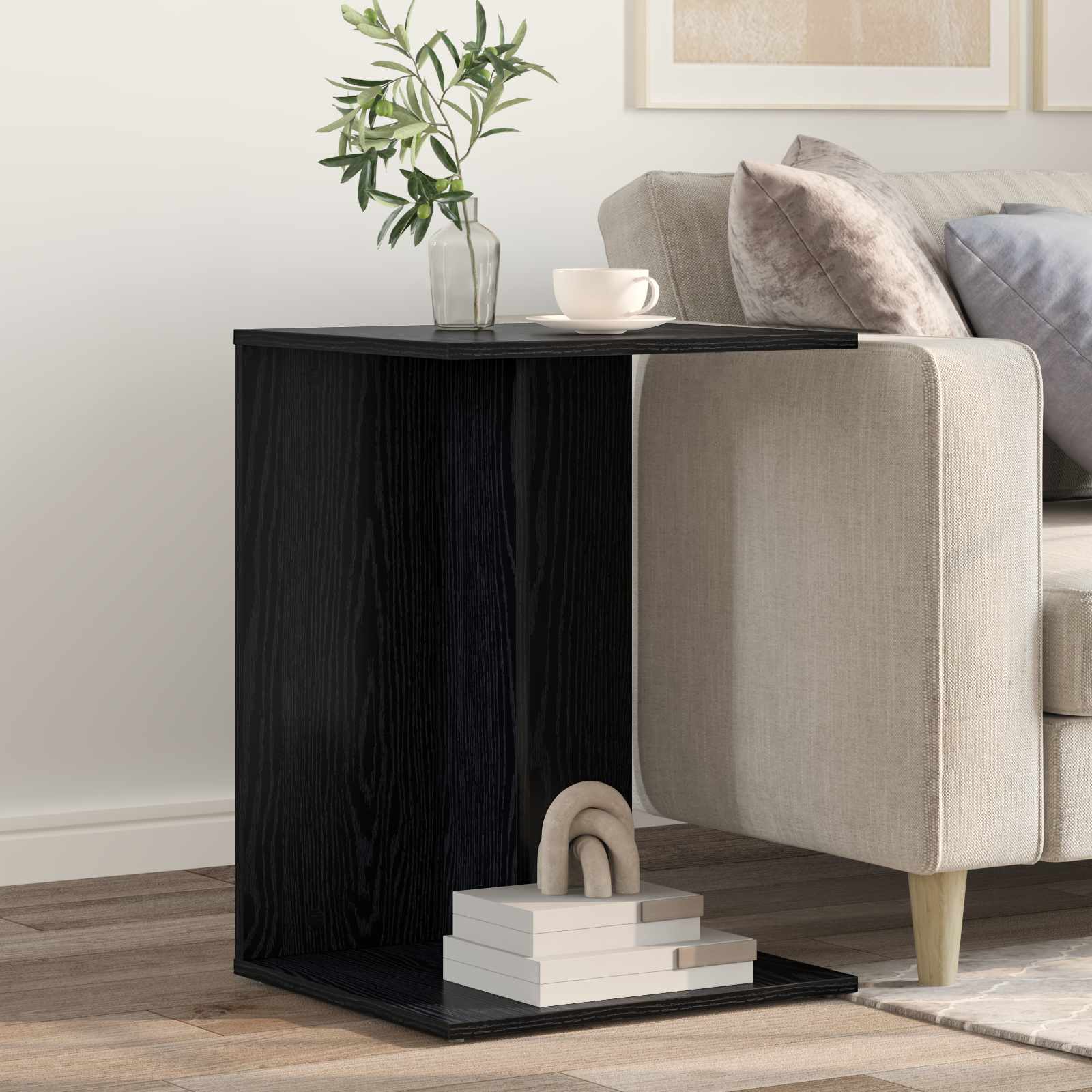 Tavolo laterale Rovere Nero 45 x 40 x 62,5 cm Legno multistrato | homemem39