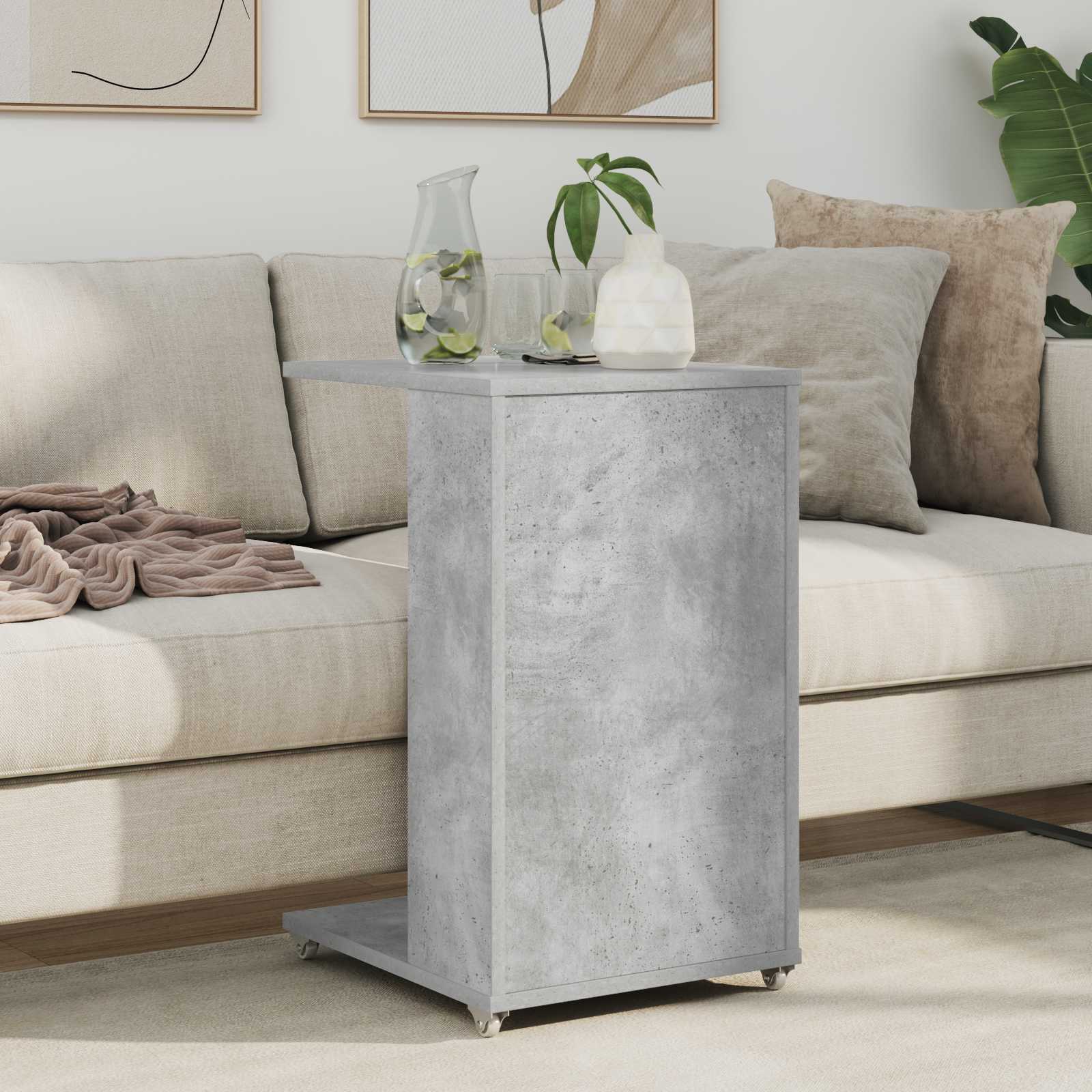 Tavolo laterale con ruota Grigio cemento 40 x 35 x 60 cm | homemem39