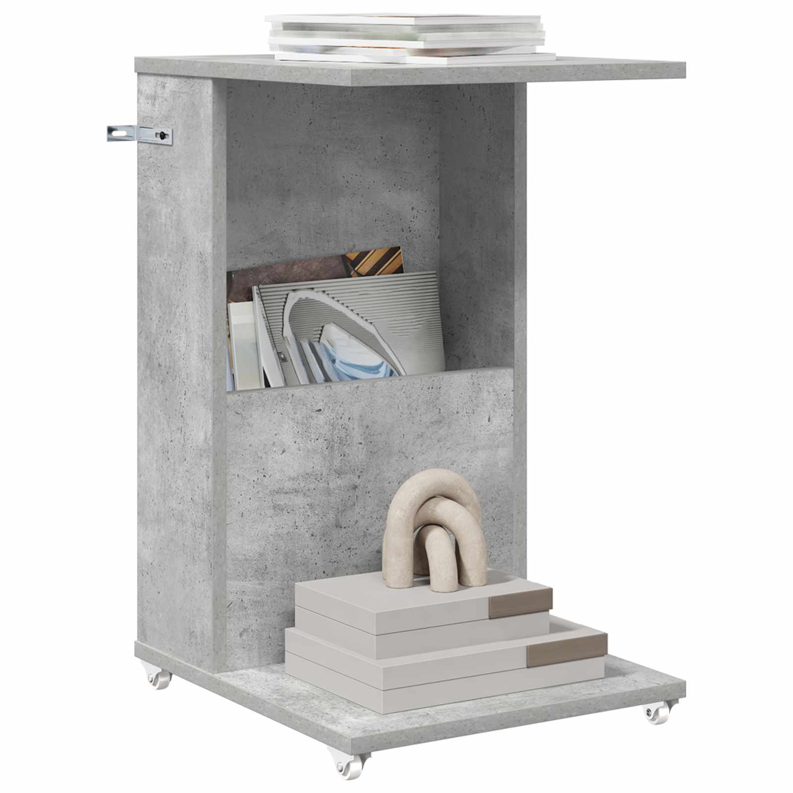 Tavolo laterale con ruota Grigio cemento 40 x 35 x 60 cm | homemem39