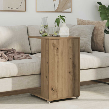Tavolo laterale con ruota Rovere artigianale 40 x 35 x 60 cm | homemem39