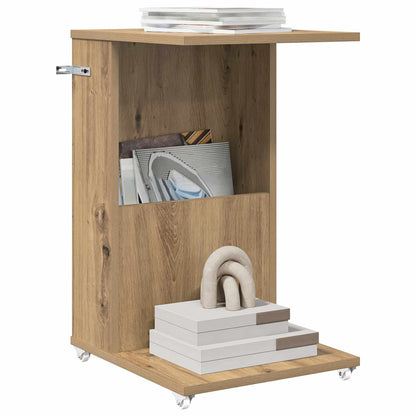 Tavolo laterale con ruota Rovere artigianale 40 x 35 x 60 cm | homemem39