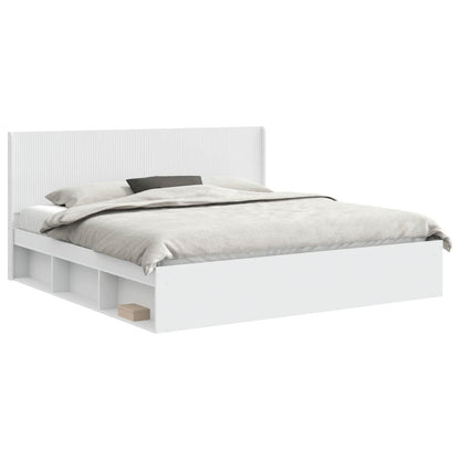 Struttura del letto con stoccaggio e testata Bianco | homemem39