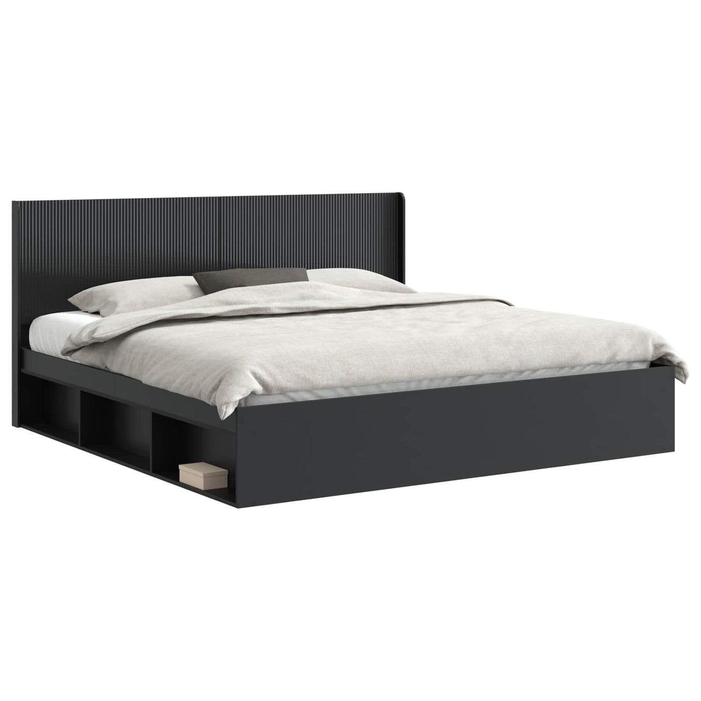 Struttura del letto con stoccaggio e testata Nero 200 x 200 cm | homemem39