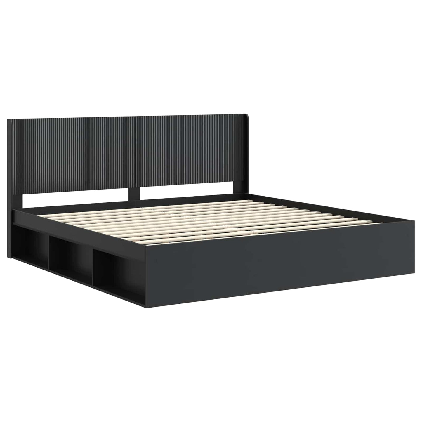 Struttura del letto con stoccaggio e testata Nero 200 x 200 cm | homemem39