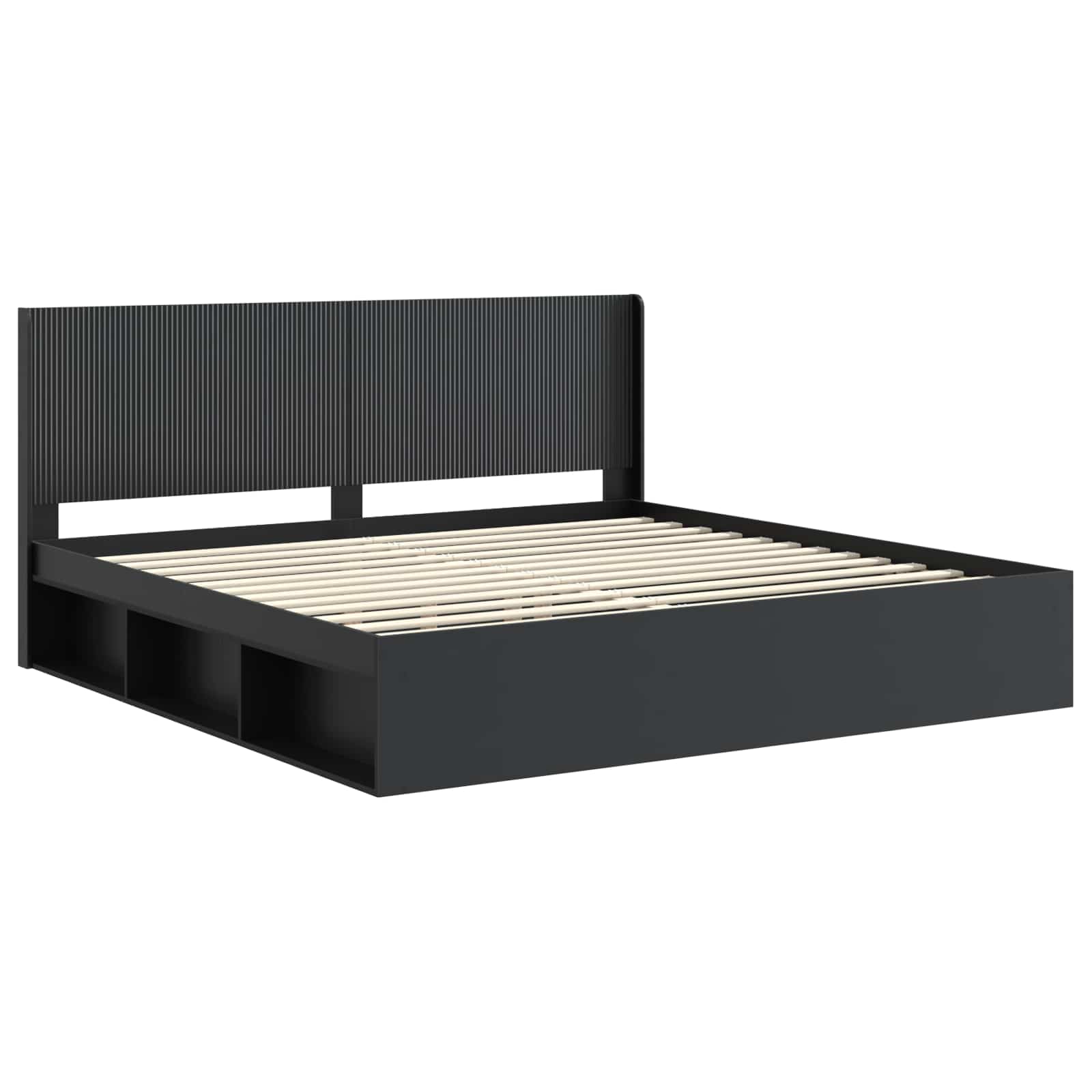 Struttura del letto con stoccaggio e testata Nero 200 x 200 cm | homemem39