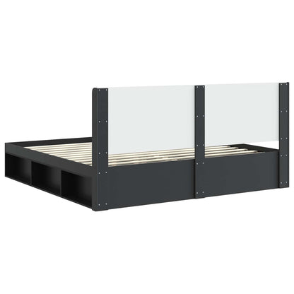 Struttura del letto con stoccaggio e testata Nero 200 x 200 cm | homemem39