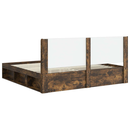 Struttura del letto con stoccaggio e testata Rovere Fumo | homemem39