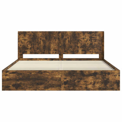 Struttura del letto con stoccaggio e testata Rovere Fumo | homemem39