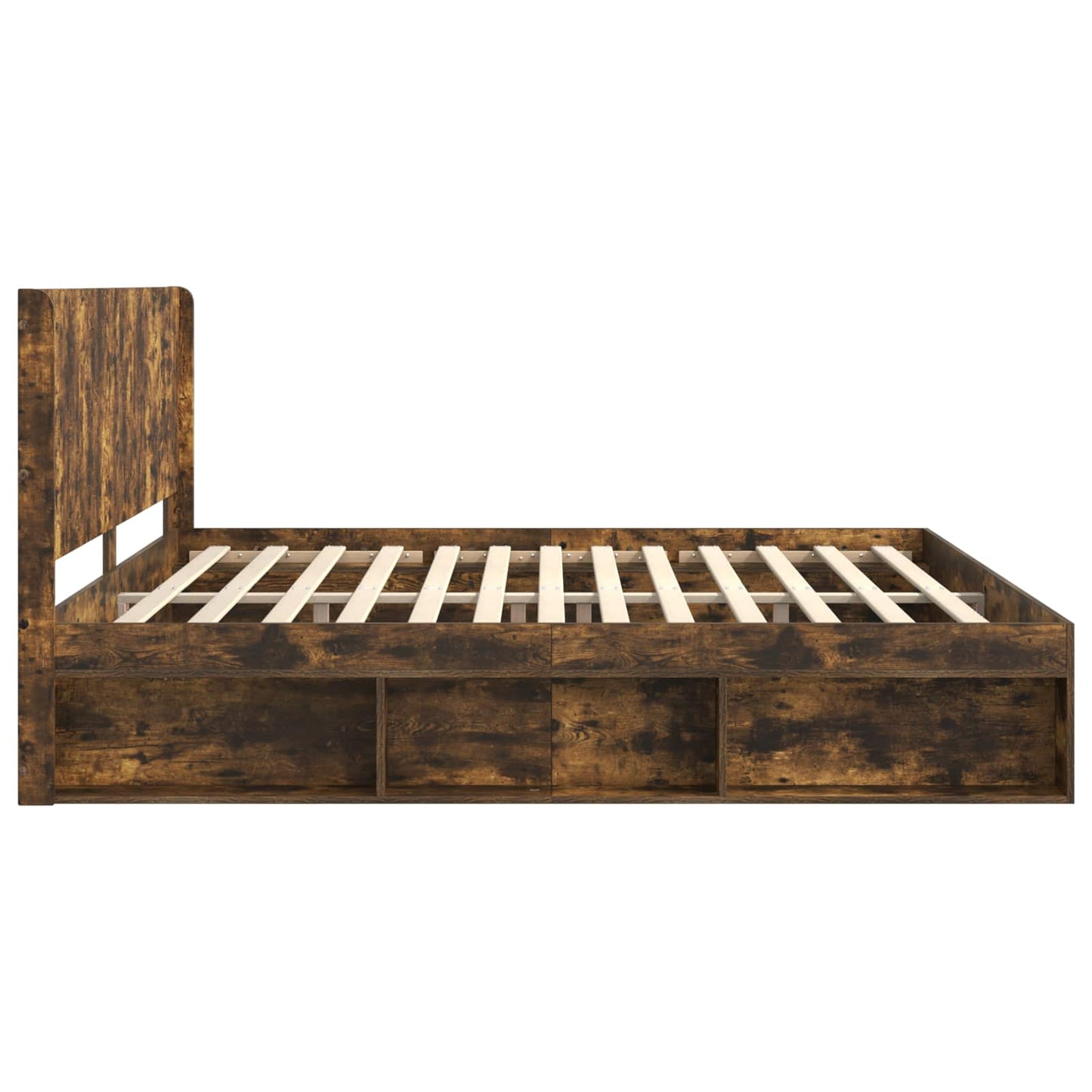 Struttura del letto con stoccaggio e testata Rovere Fumo | homemem39