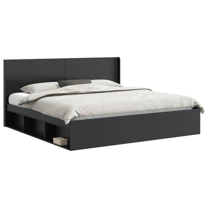 Struttura del letto con stoccaggio e testata Nero 180 x 200 cm | homemem39
