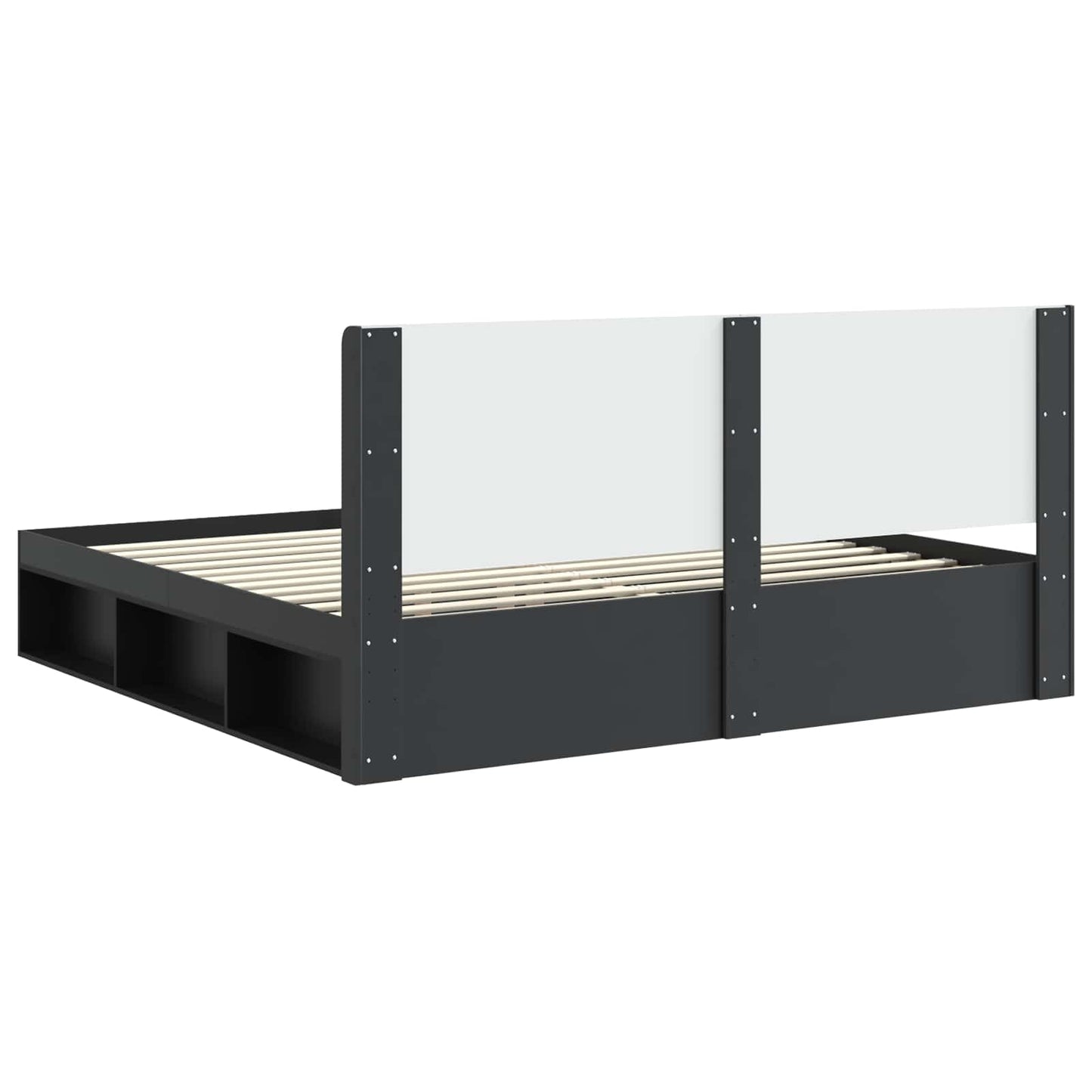 Struttura del letto con stoccaggio e testata Nero 180 x 200 cm | homemem39