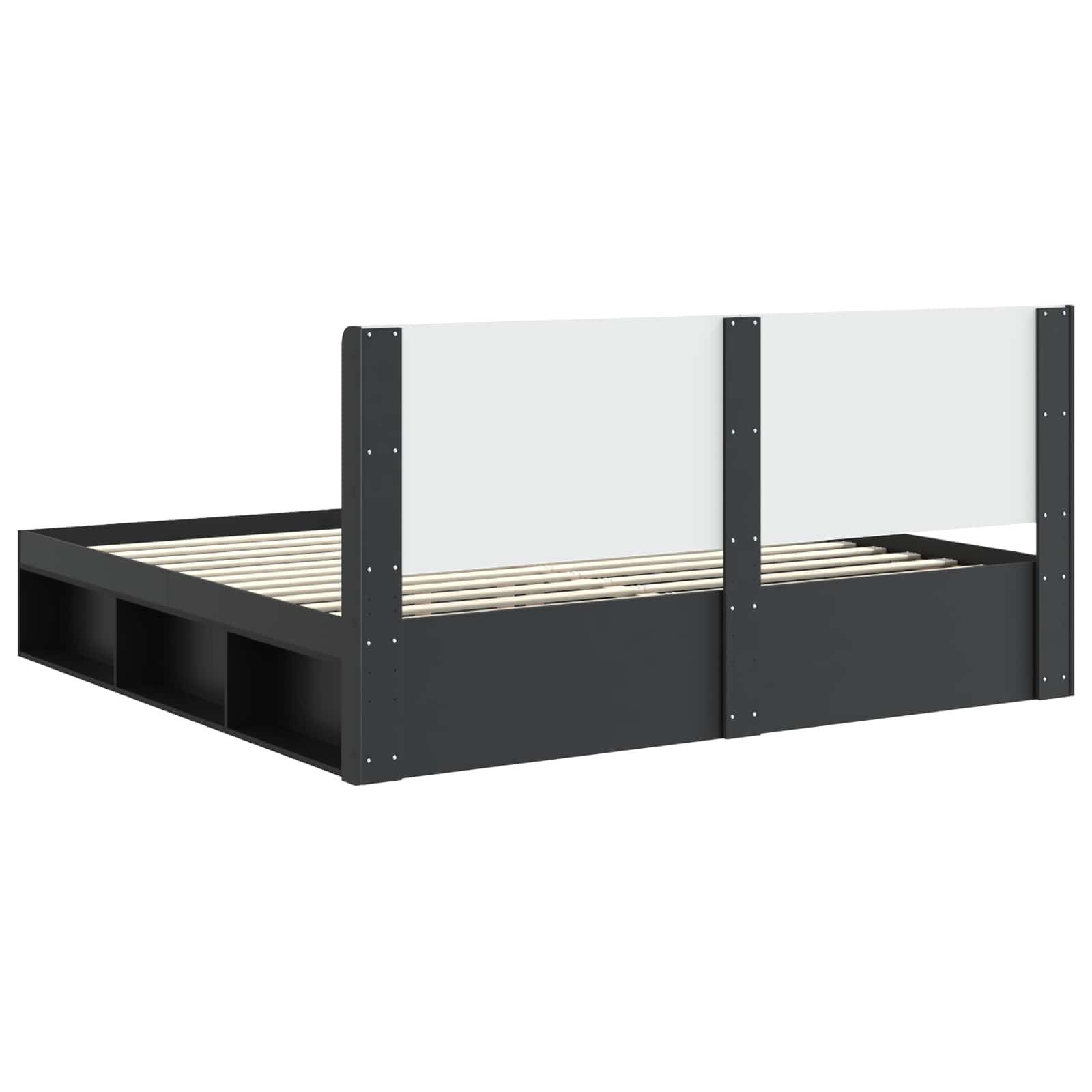 Struttura del letto con stoccaggio e testata Nero 180 x 200 cm | homemem39