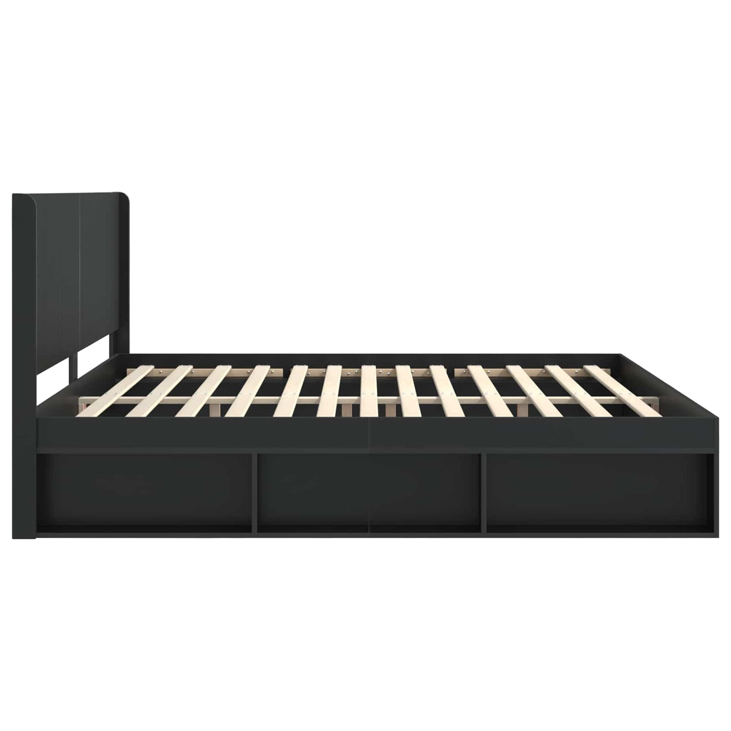 Struttura del letto con stoccaggio e testata Nero 180 x 200 cm | homemem39