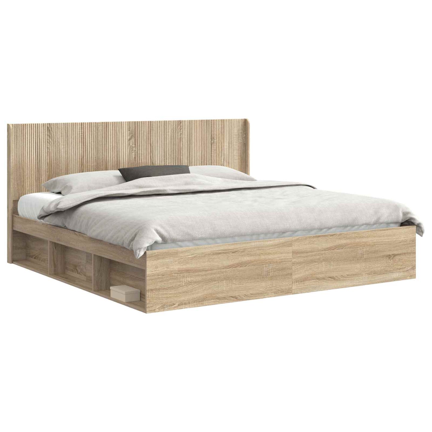 Struttura del letto con stoccaggio e testata Rovere Sonoma | homemem39