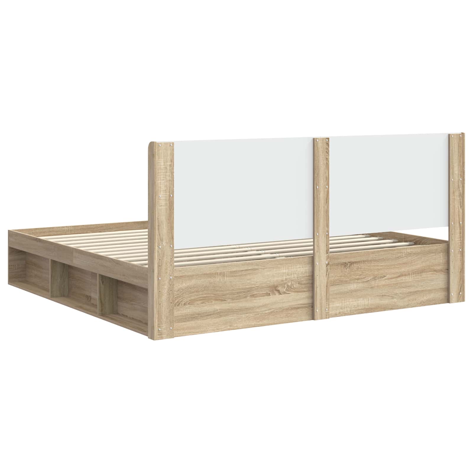 Struttura del letto con stoccaggio e testata Rovere Sonoma | homemem39