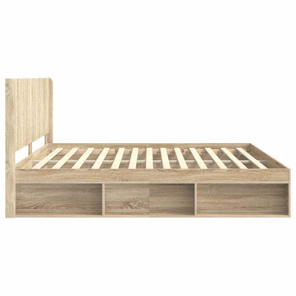 Struttura del letto con stoccaggio e testata Rovere Sonoma | homemem39