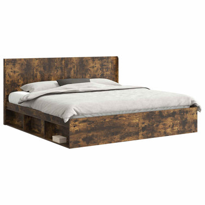 Struttura del letto con stoccaggio e testata Rovere Fumo | homemem39