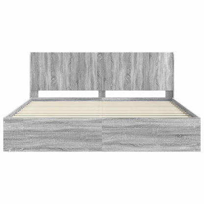 Struttura del letto con stoccaggio e testata Sonoma grigio | homemem39