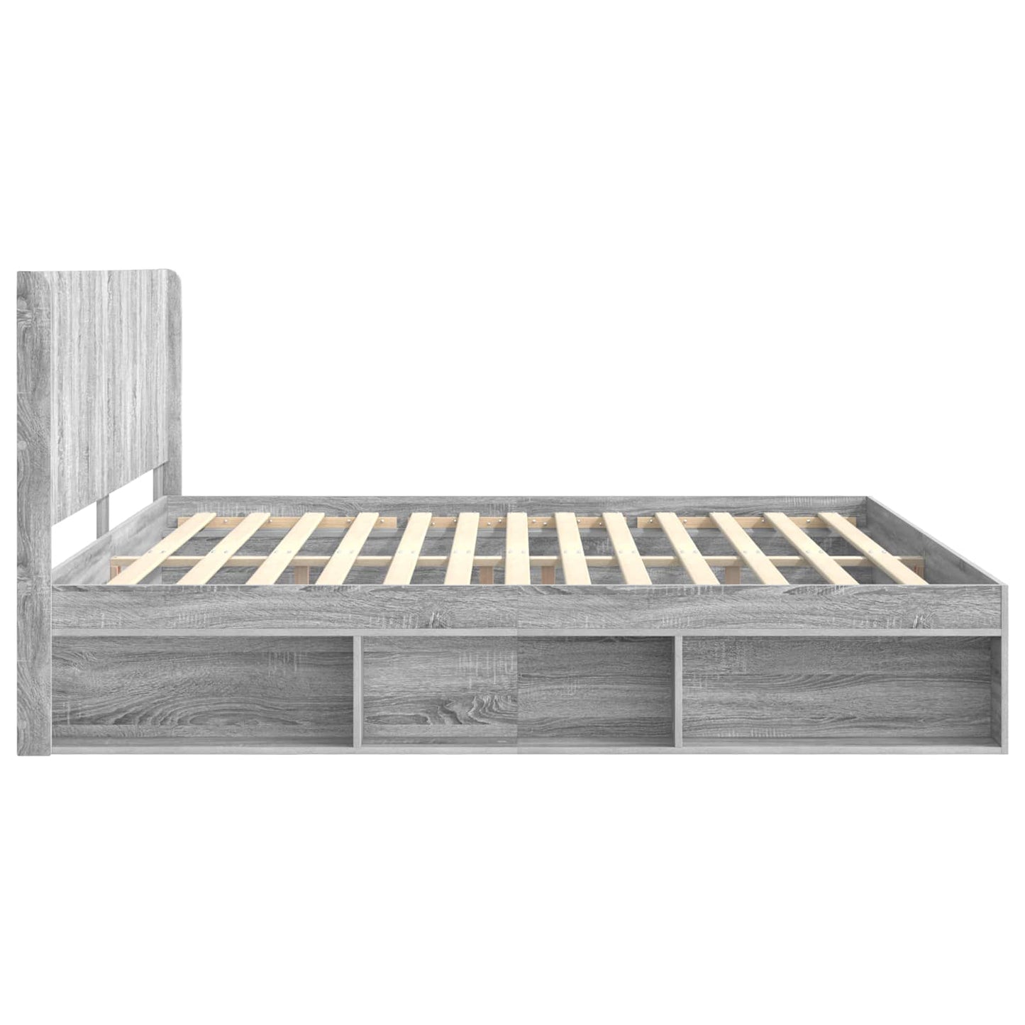 Struttura del letto con stoccaggio e testata Sonoma grigio | homemem39