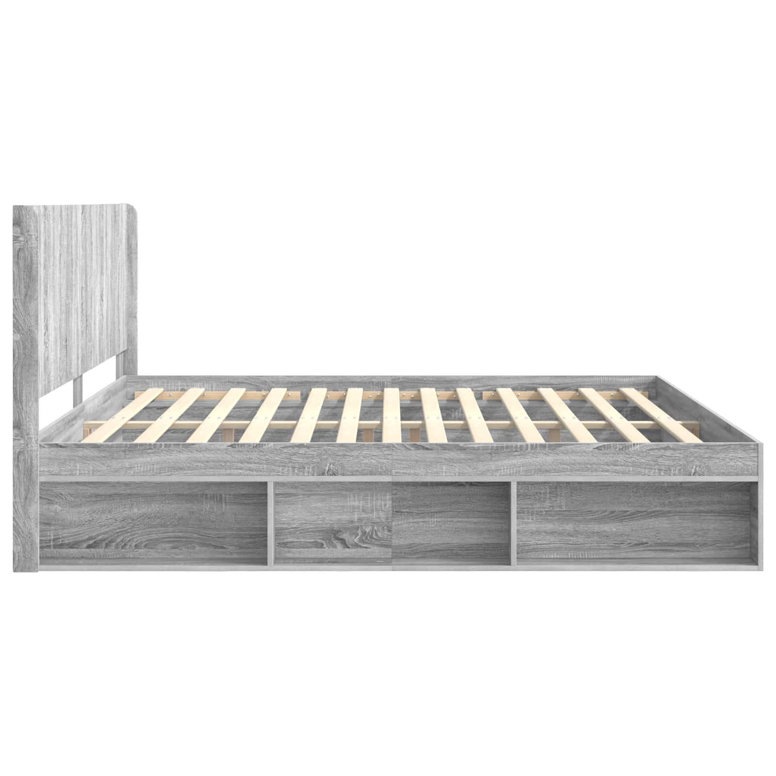 Struttura del letto con stoccaggio e testata Sonoma grigio | homemem39